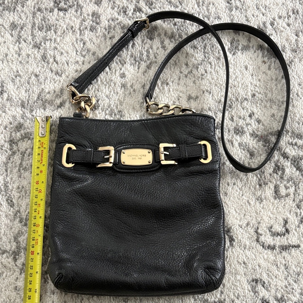 MK Genuine Leather Crossbody Shoulder Bag with Gold Hardware